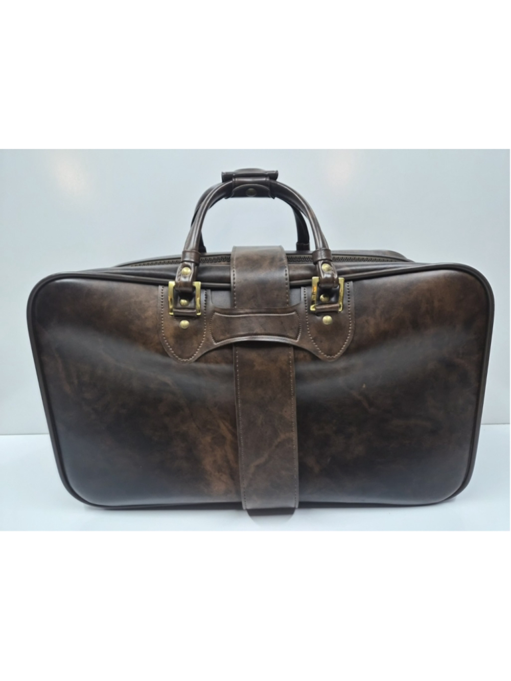 Vintage Invicta Leather Carry On Luggage Bag Brown Weekender Travel Suitcase - Picture 4 of 16